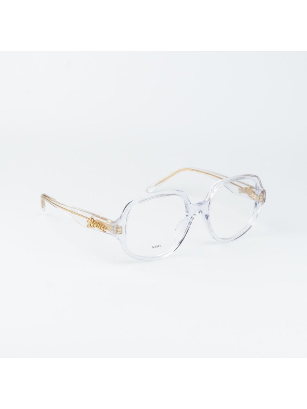 Loewe Women Eyeglasses White Demo Crystal Round LW50049I SLIM 022 NEW AUTHENTIC